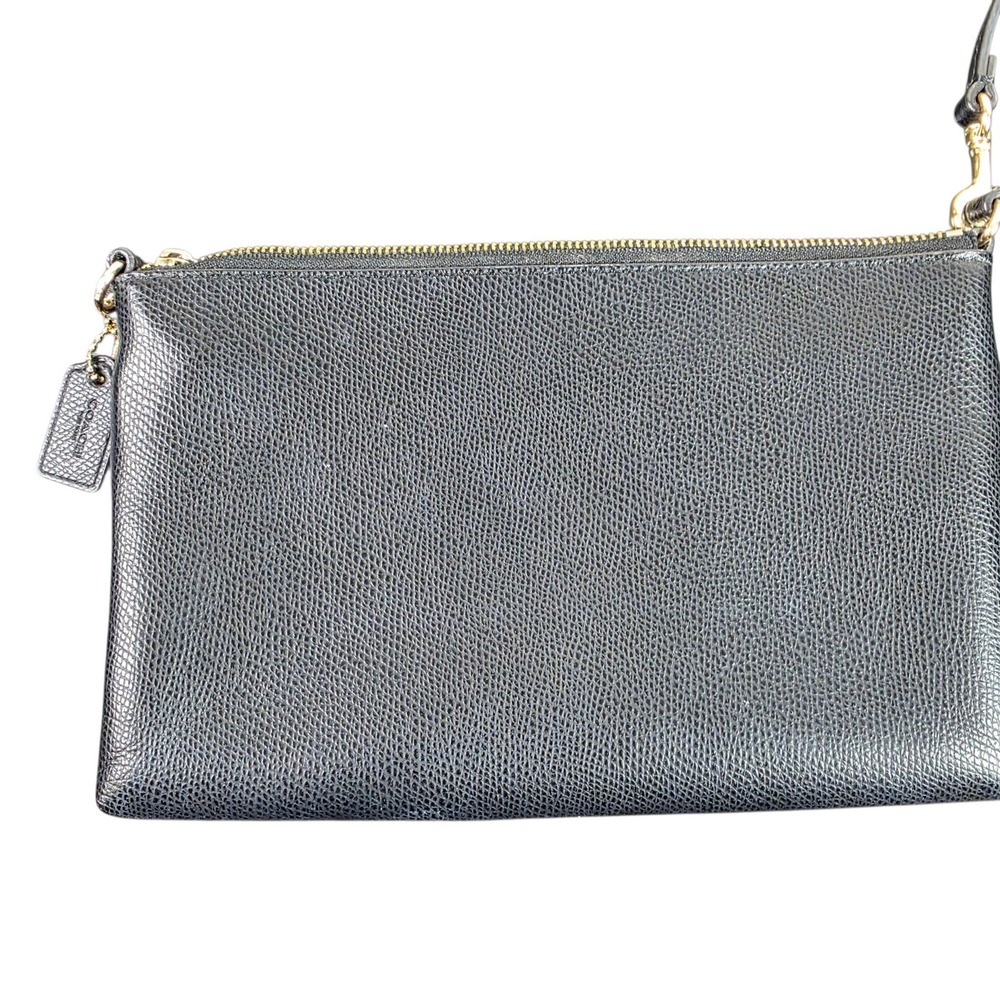 Coach Wristlet Women OS Black Good Crossgrain Leather Gold Hardware Zip Pouch - Picture 9 of 11